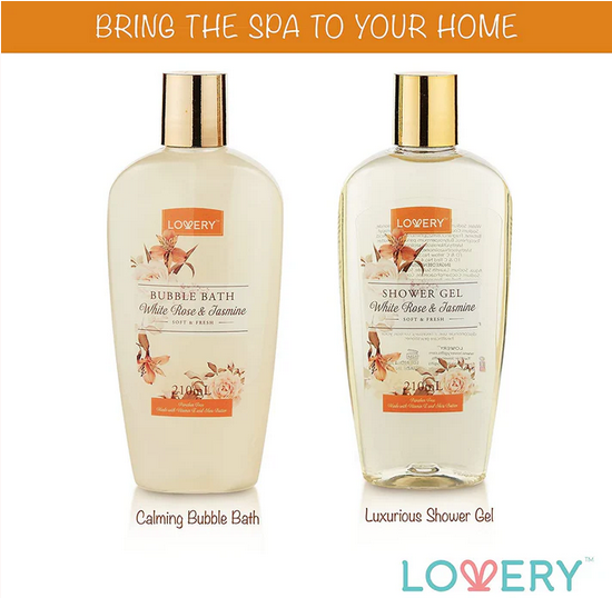 Set Lovery de Spa para el Hogar Rosa Blanca y Jazmín - Kit de Cuidado Corporal de 11 Piezas