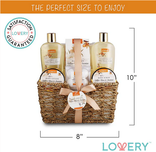 Set Lovery de Spa para el Hogar Rosa Blanca y Jazmín - Kit de Cuidado Corporal de 11 Piezas